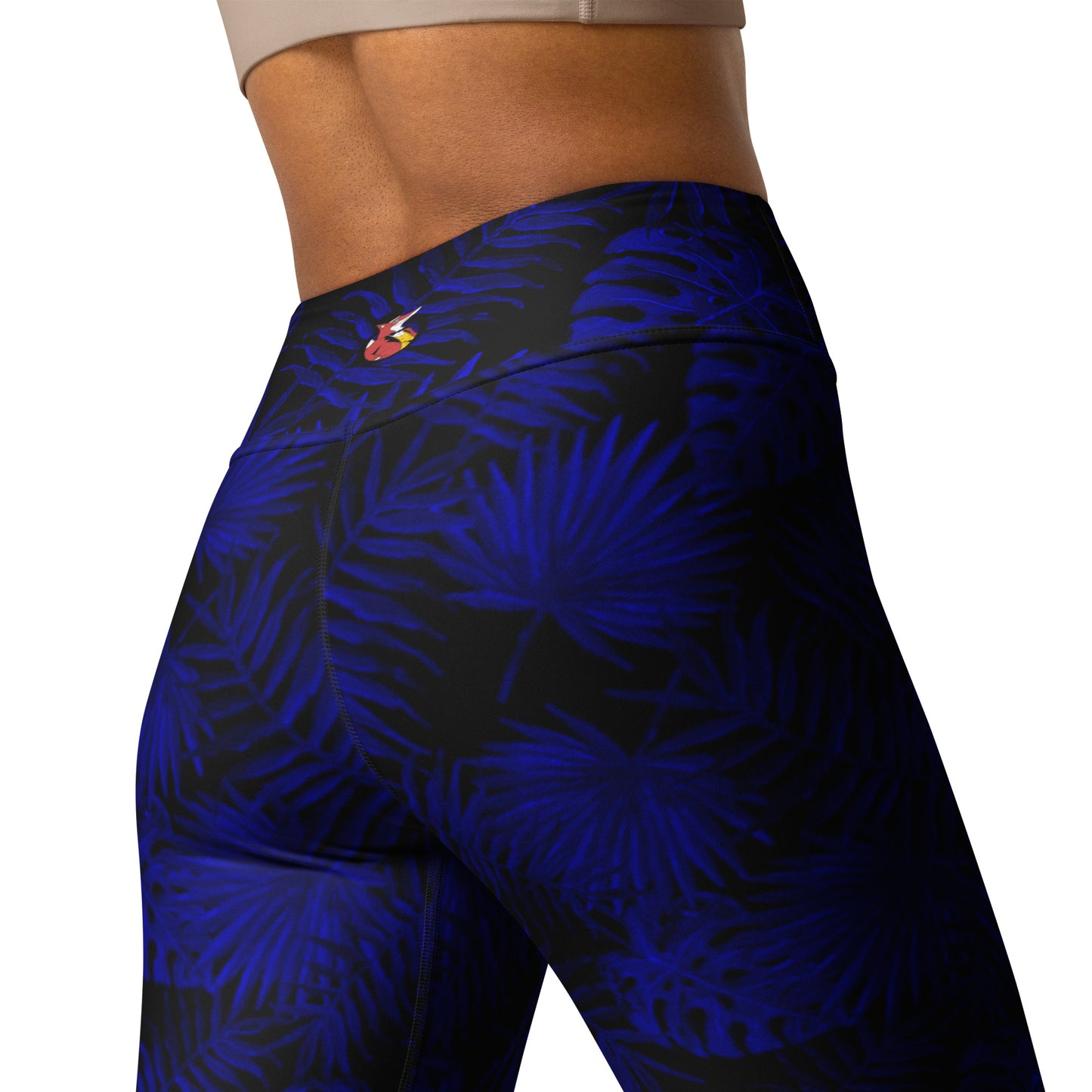 Snooty Fox Art Classic Yoga Leggings - Dark Blue Palm Pattern