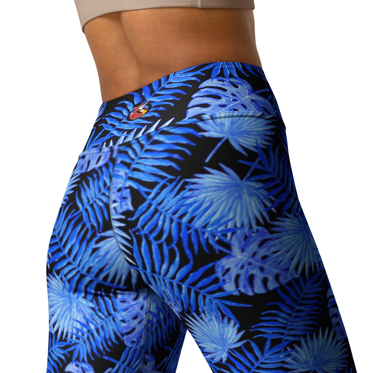 Snooty Fox Art Classic Yoga Leggings - Blue Palm Pattern