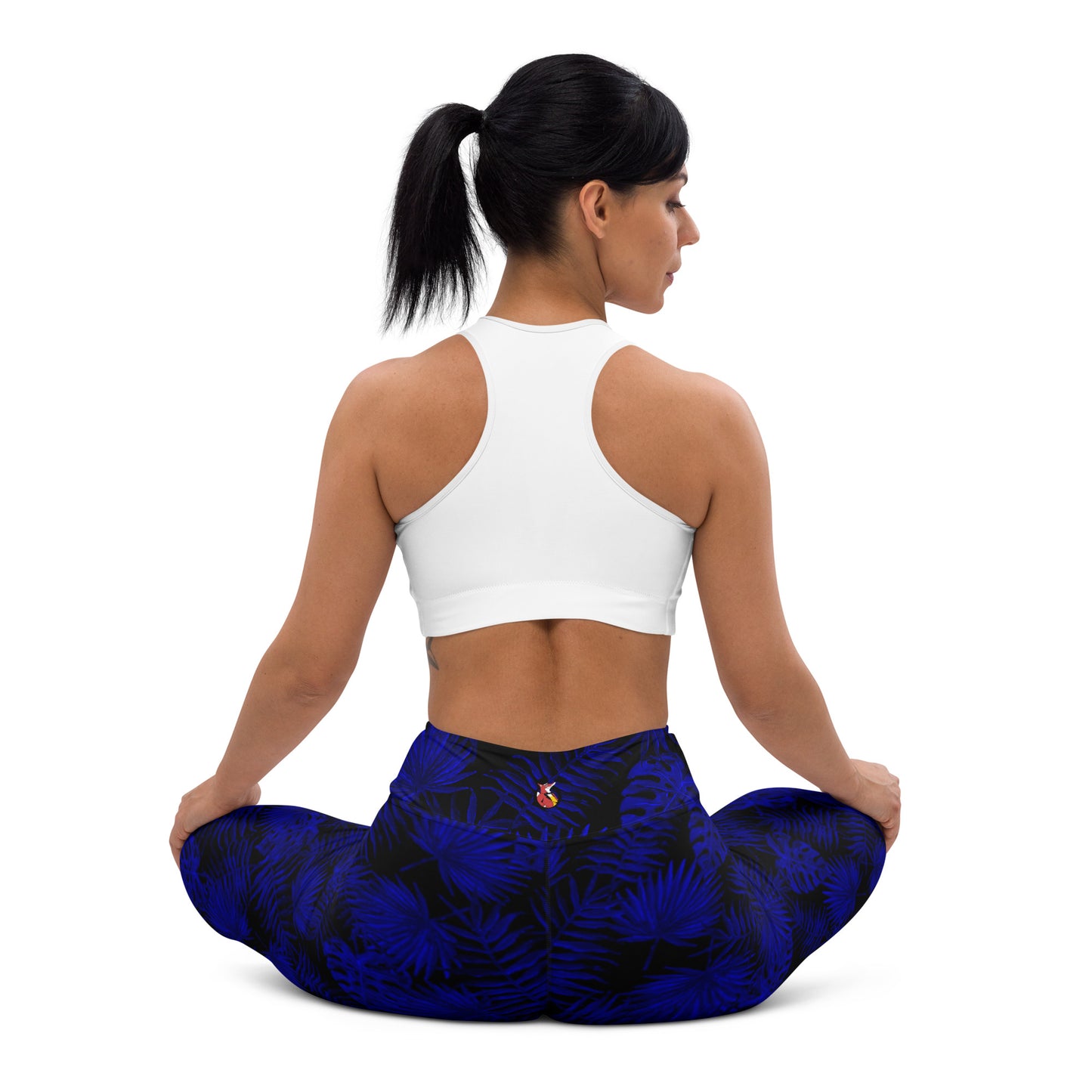 Snooty Fox Art Classic Yoga Leggings - Dark Blue Palm Pattern