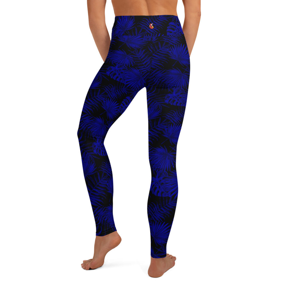 Snooty Fox Art Classic Yoga Leggings - Dark Blue Palm Pattern