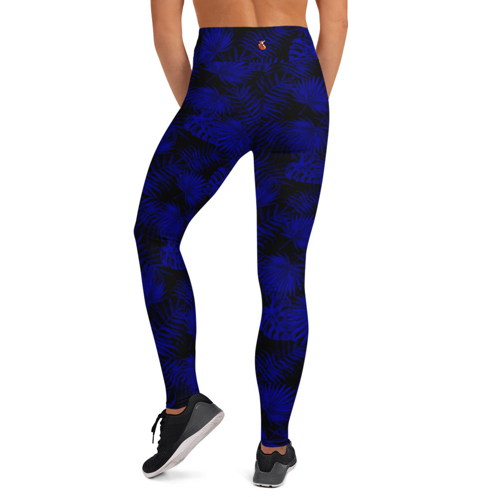 Snooty Fox Art Classic Yoga Leggings - Dark Blue Palm Pattern