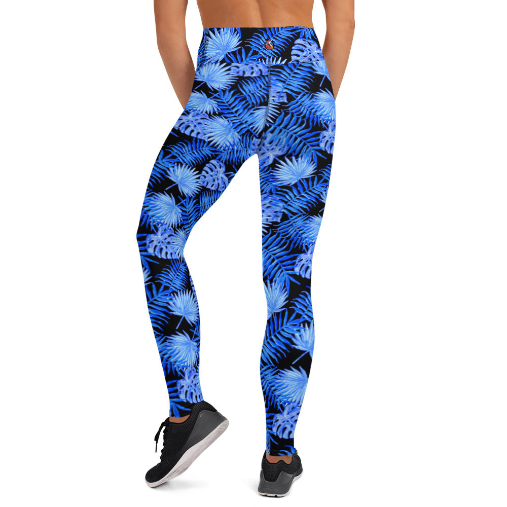 Snooty Fox Art Classic Yoga Leggings - Blue Palm Pattern