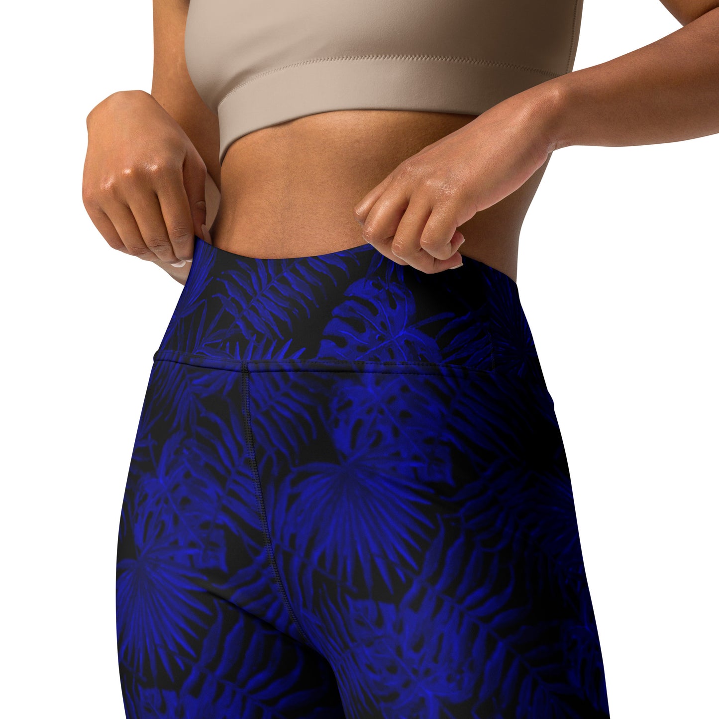 Snooty Fox Art Classic Yoga Leggings - Dark Blue Palm Pattern