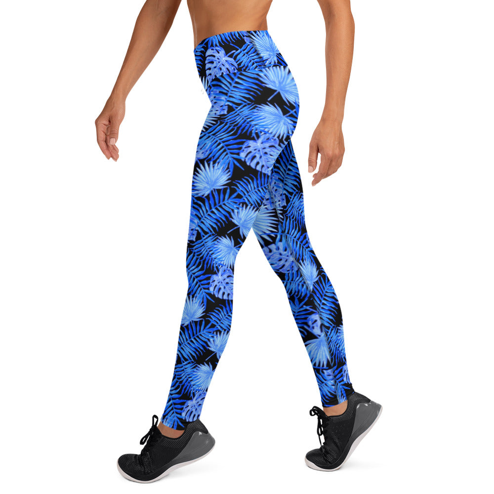 Snooty Fox Art Classic Yoga Leggings - Blue Palm Pattern