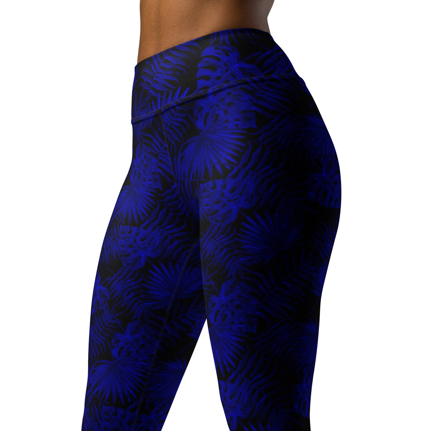 Snooty Fox Art Classic Yoga Leggings - Dark Blue Palm Pattern