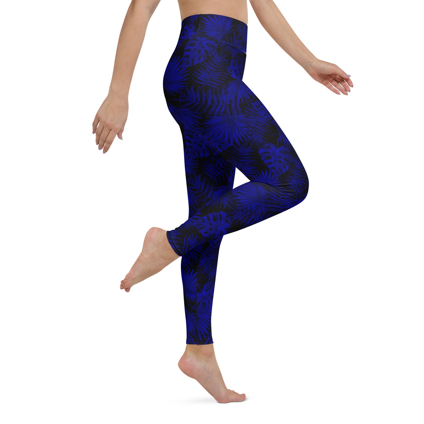 Snooty Fox Art Classic Yoga Leggings - Dark Blue Palm Pattern