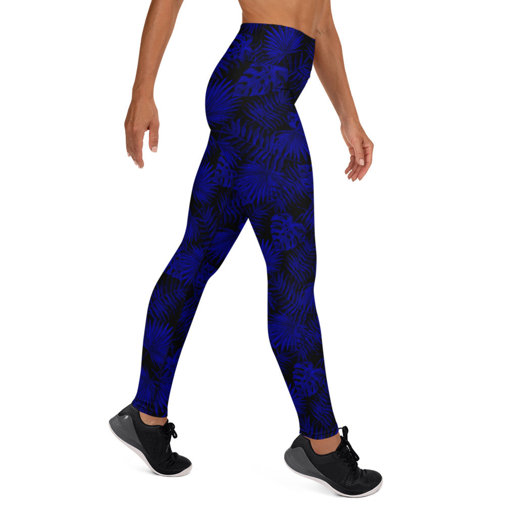 Snooty Fox Art Classic Yoga Leggings - Dark Blue Palm Pattern