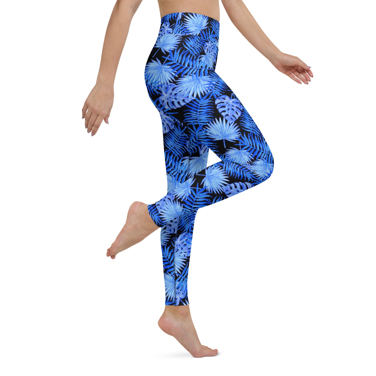 Snooty Fox Art Classic Yoga Leggings - Blue Palm Pattern