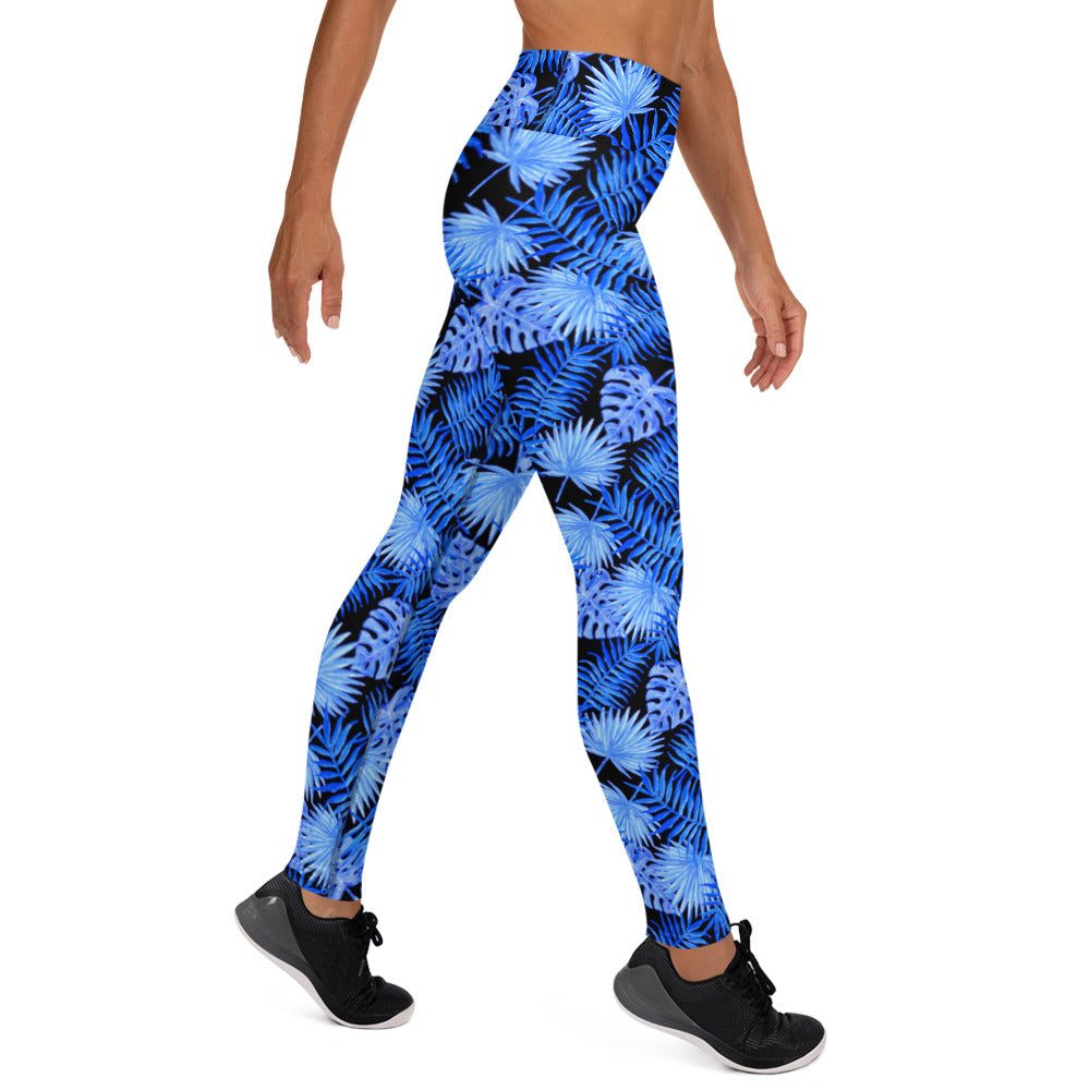 Snooty Fox Art Classic Yoga Leggings - Blue Palm Pattern