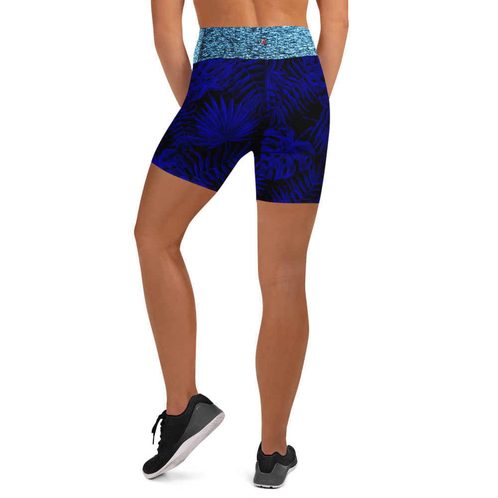 Snooty Fox Art Yoga Shorts - Blue Ocean Band