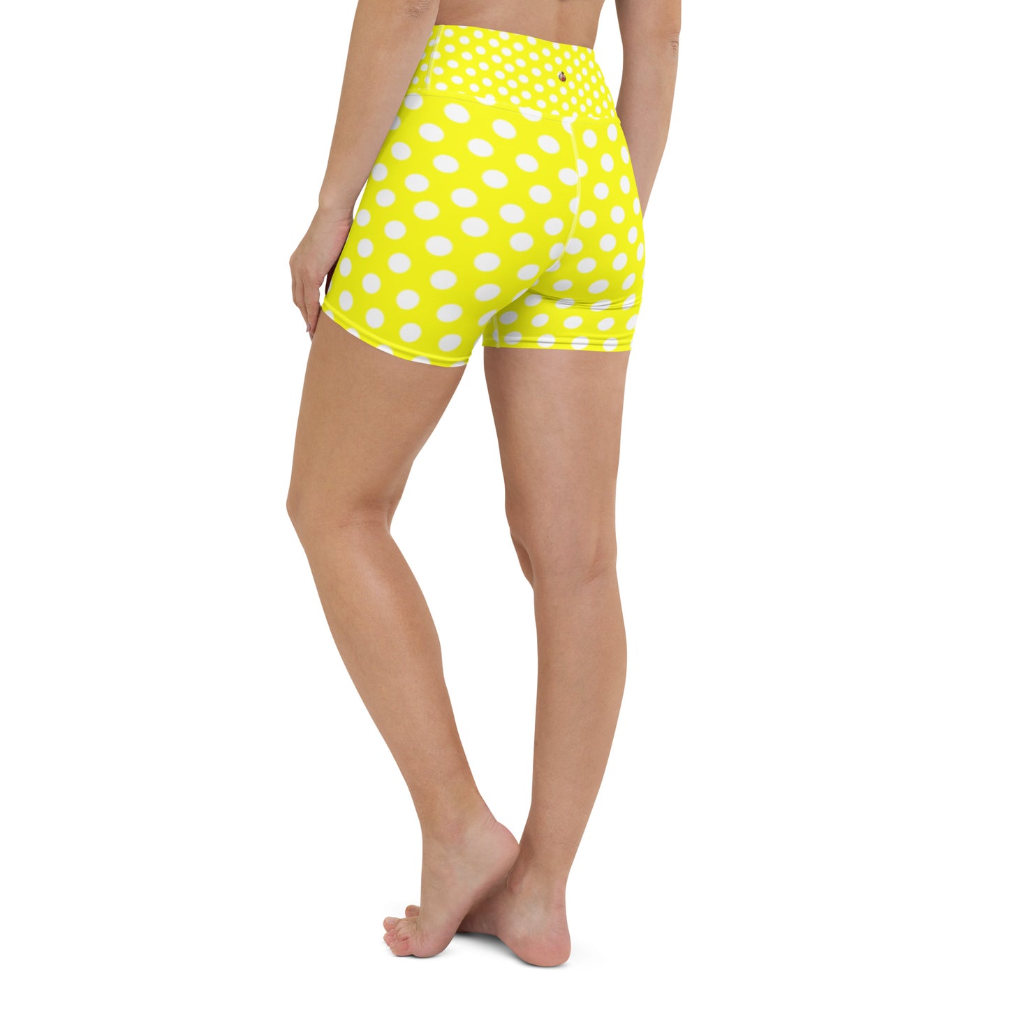 Snooty Fox Art Yoga Shorts - Yellow Polka Dots