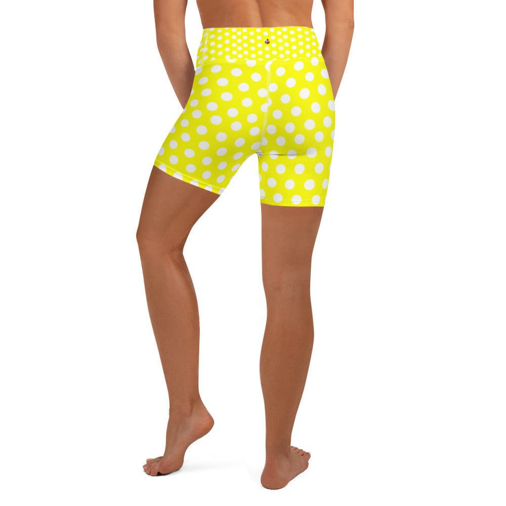 Snooty Fox Art Yoga Shorts - Yellow Polka Dots