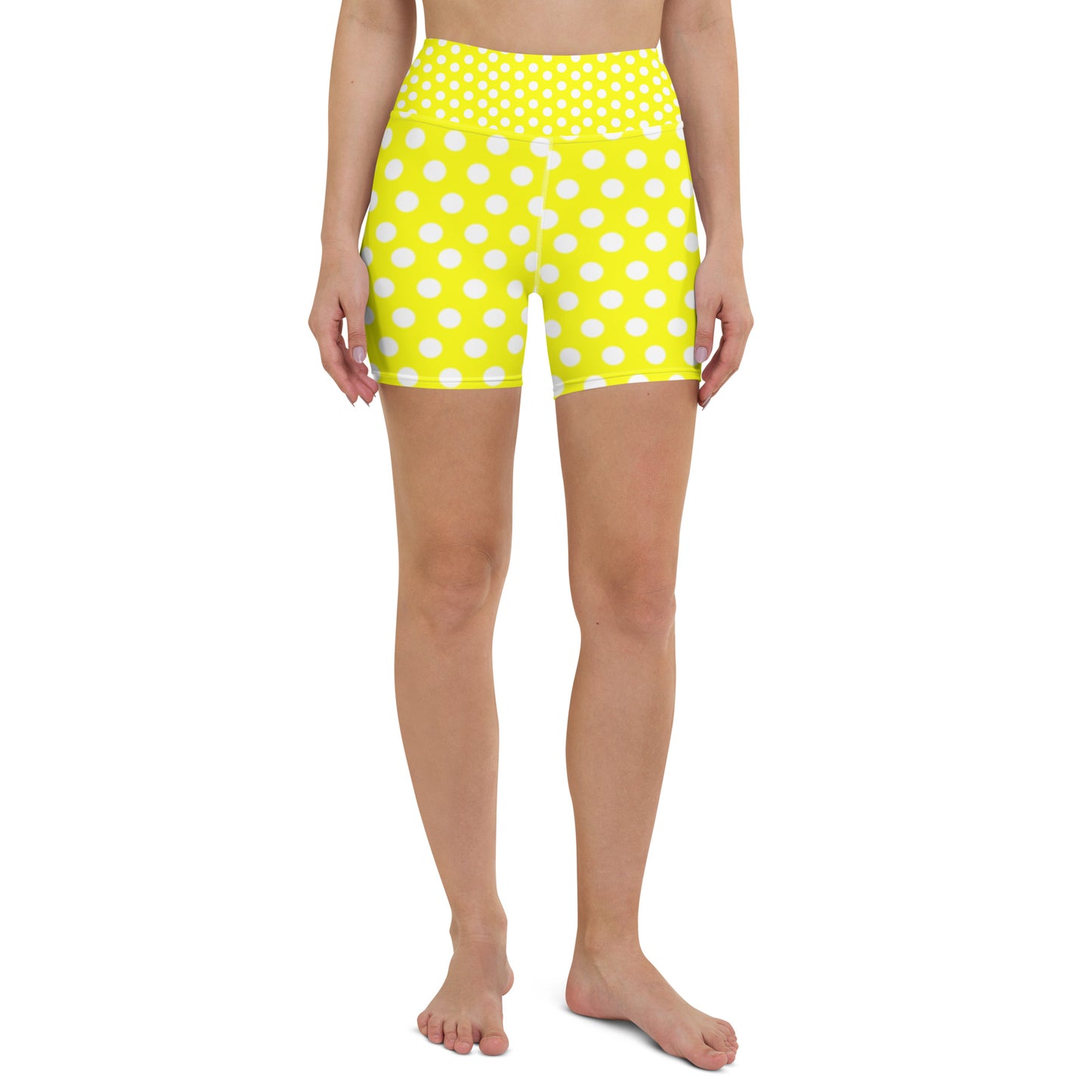 Snooty Fox Art Yoga Shorts - Yellow Polka Dots