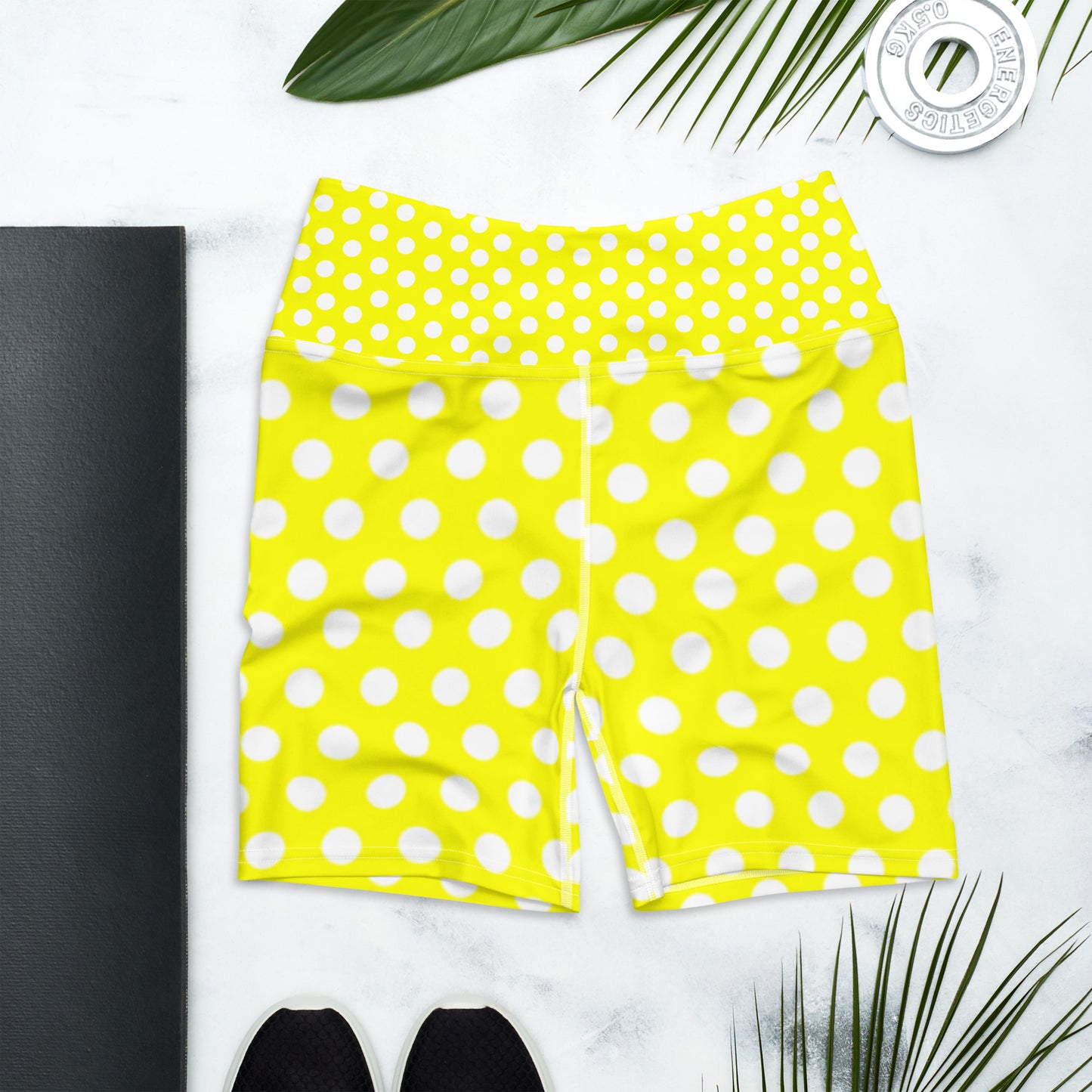 Snooty Fox Art Yoga Shorts - Yellow Polka Dots