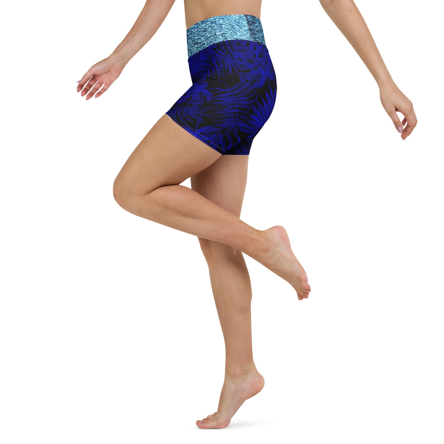 Snooty Fox Art Yoga Shorts - Blue Ocean Band