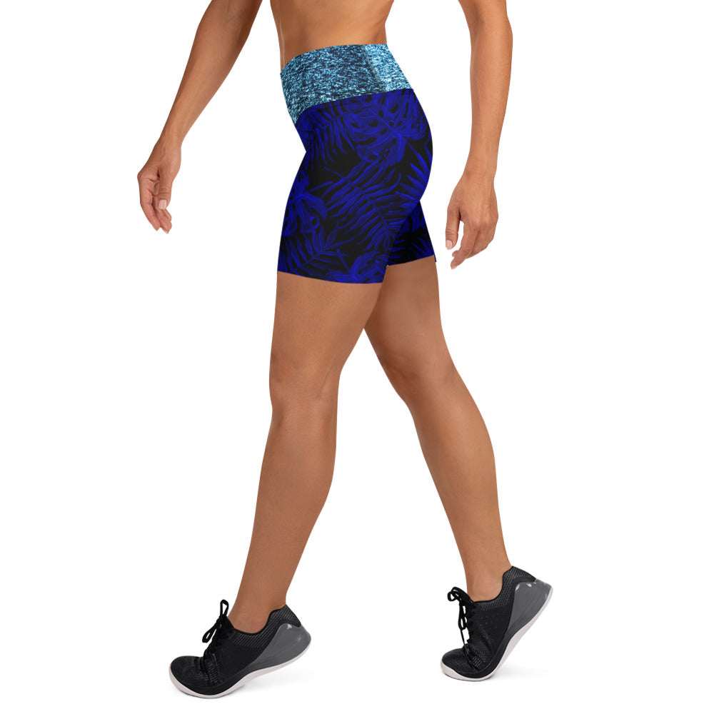 Snooty Fox Art Yoga Shorts - Blue Ocean Band