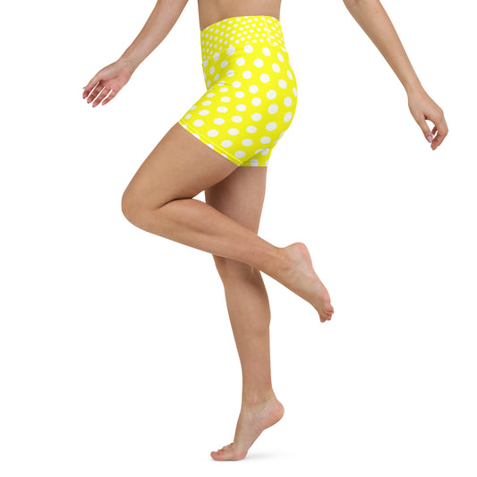 Snooty Fox Art Yoga Shorts - Yellow Polka Dots