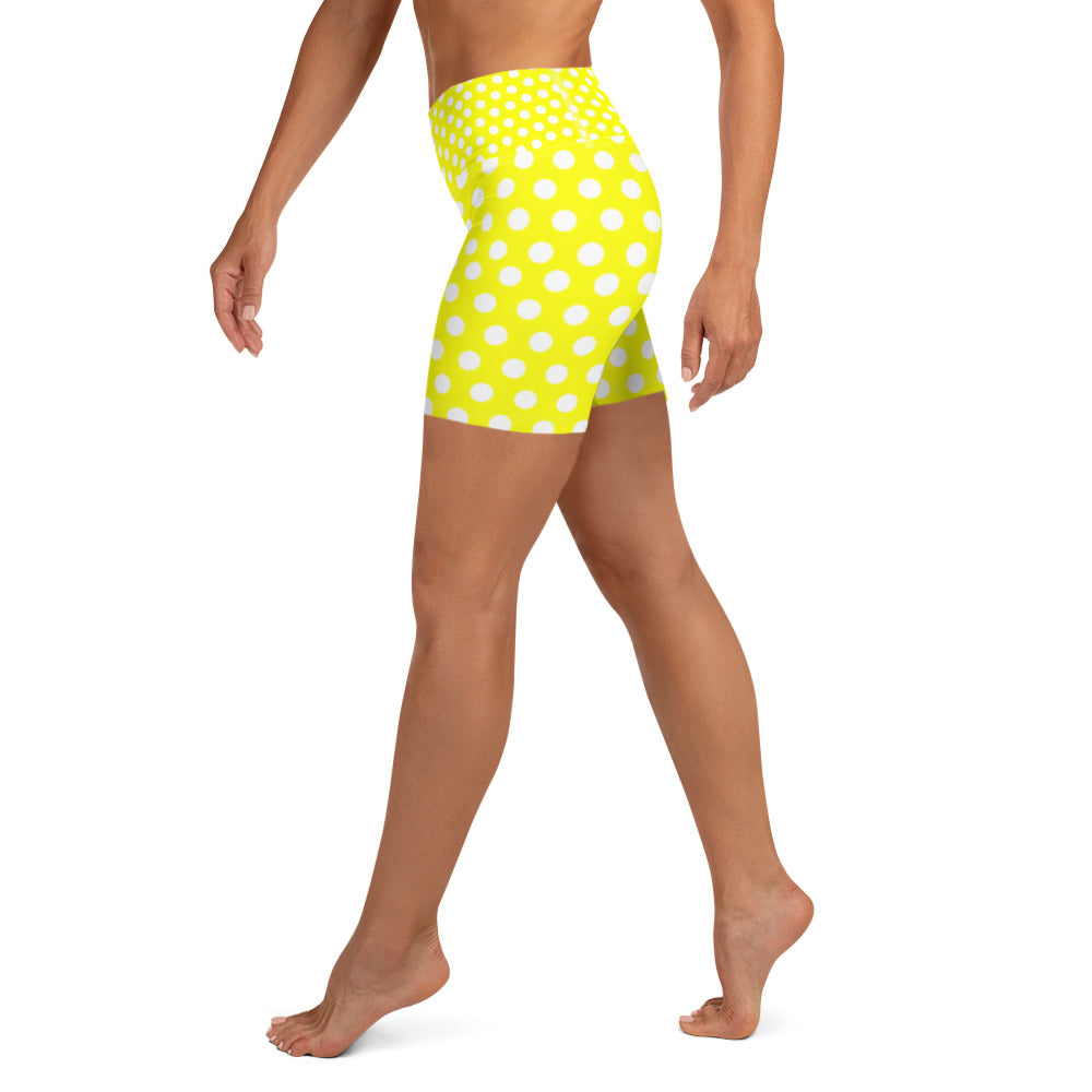 Snooty Fox Art Yoga Shorts - Yellow Polka Dots