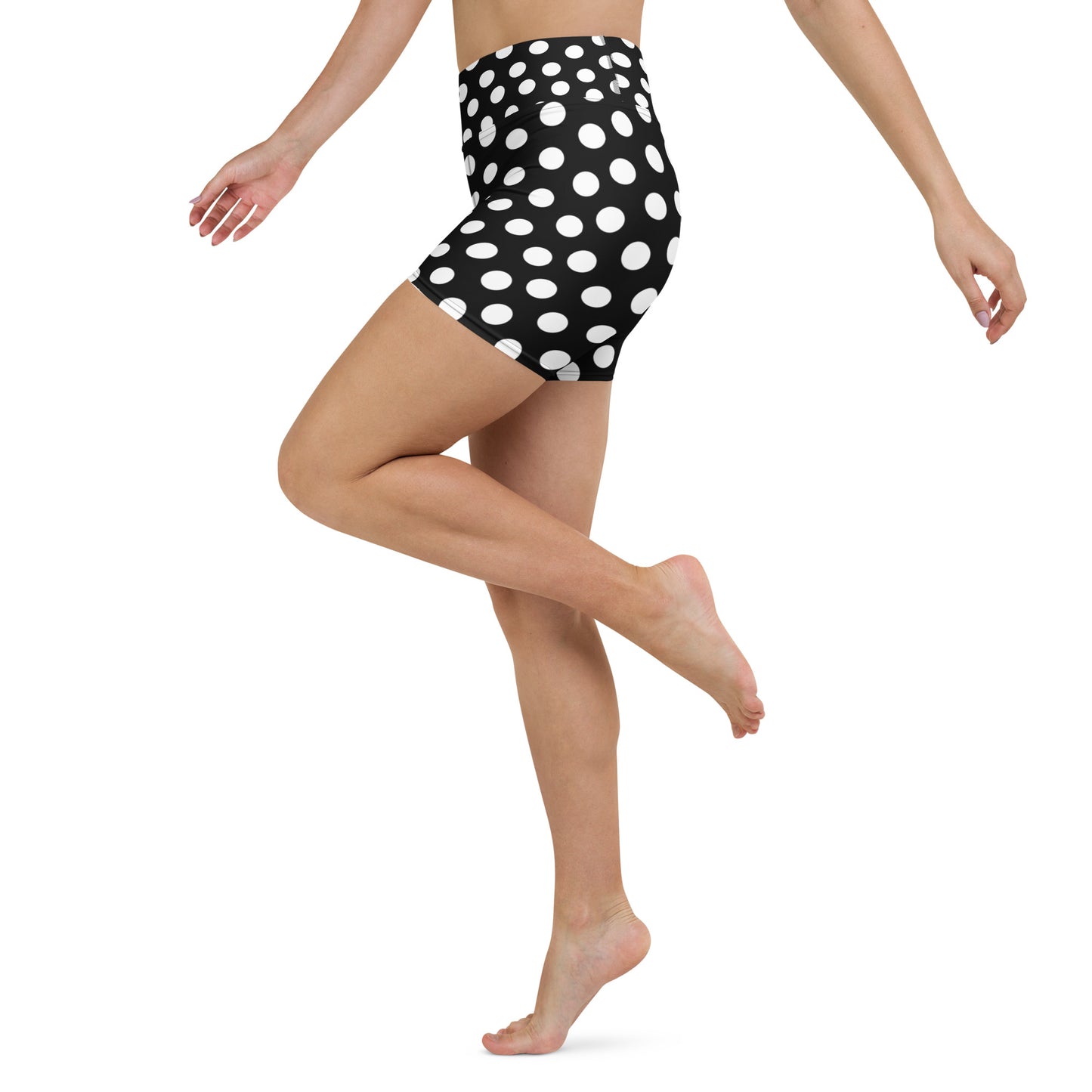 Snooty Fox Art Yoga Shorts - Black with Polka Dots