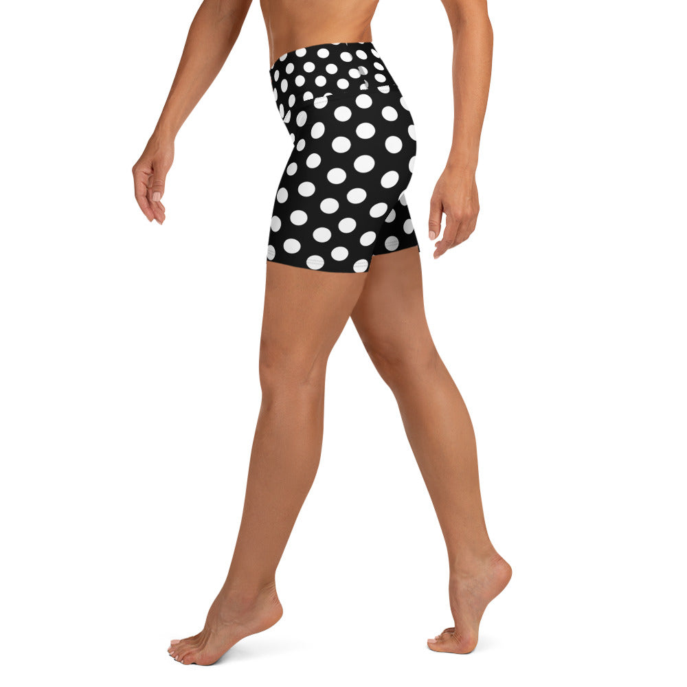 Snooty Fox Art Yoga Shorts - Black with Polka Dots