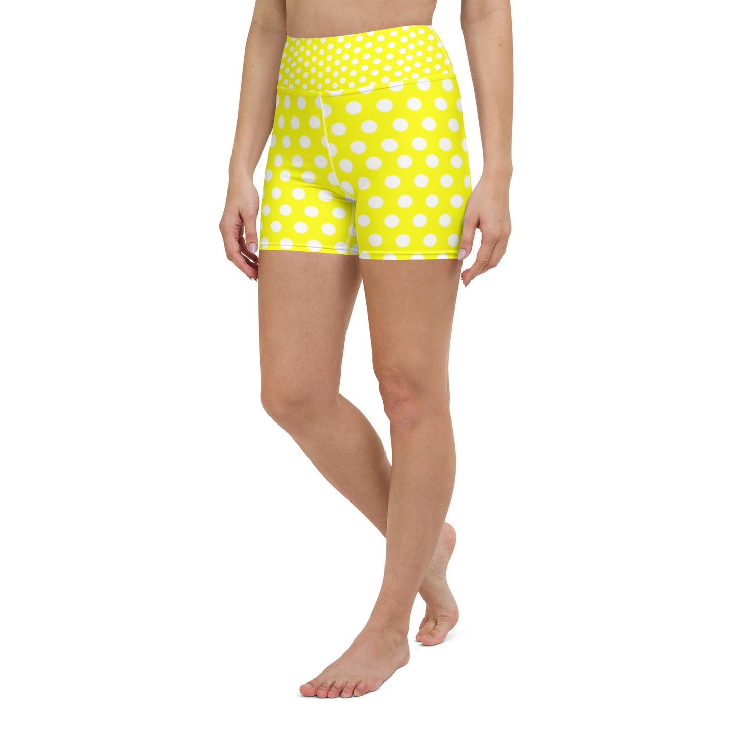 Snooty Fox Art Yoga Shorts - Yellow Polka Dots