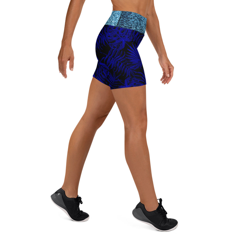 Snooty Fox Art Yoga Shorts - Blue Ocean Band