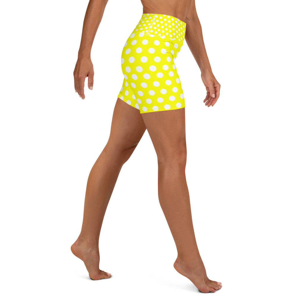 Snooty Fox Art Yoga Shorts - Yellow Polka Dots