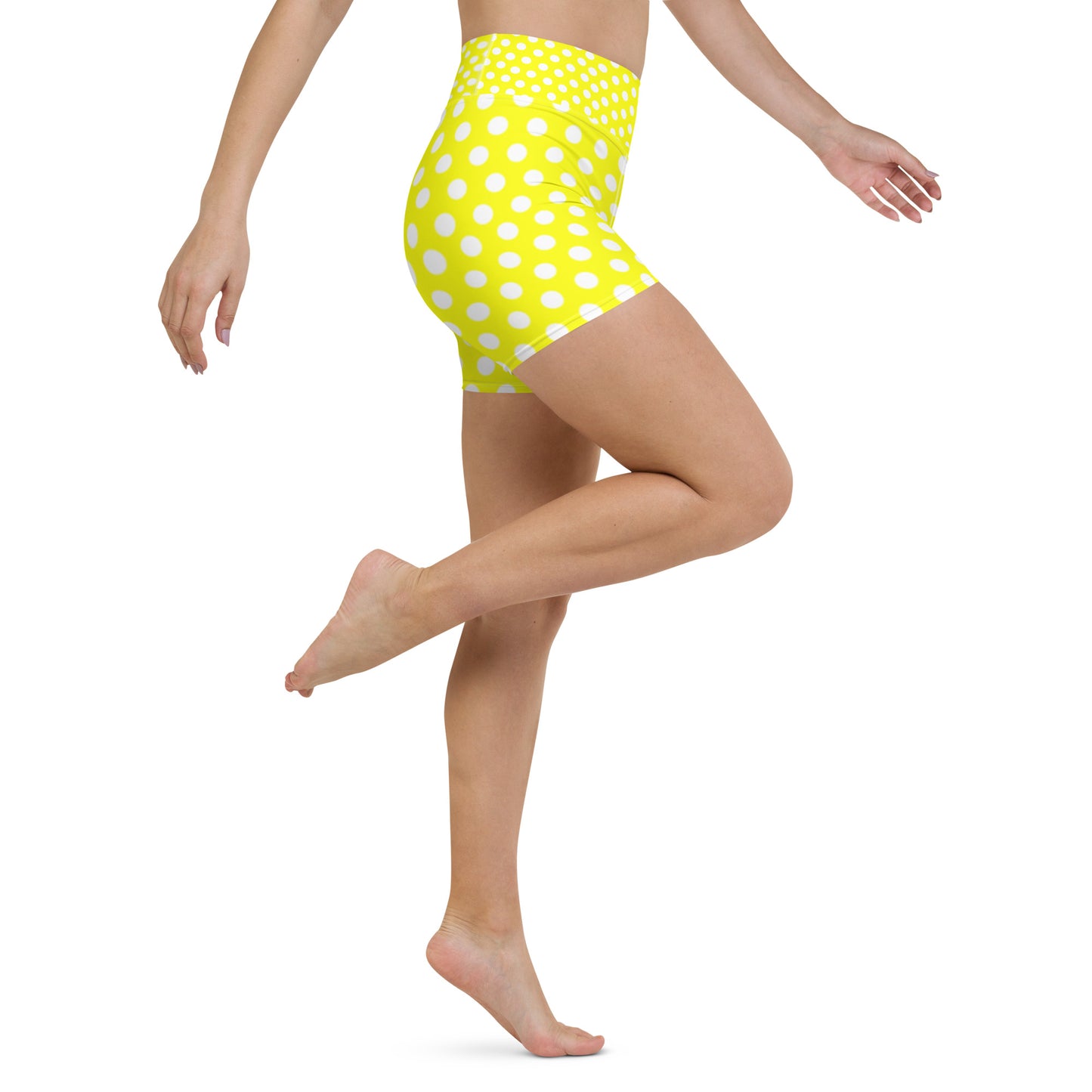 Snooty Fox Art Yoga Shorts - Yellow Polka Dots