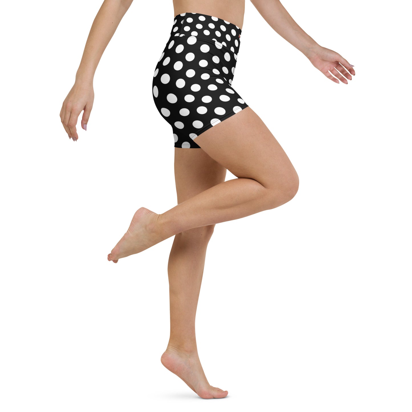 Snooty Fox Art Yoga Shorts - Black with Polka Dots