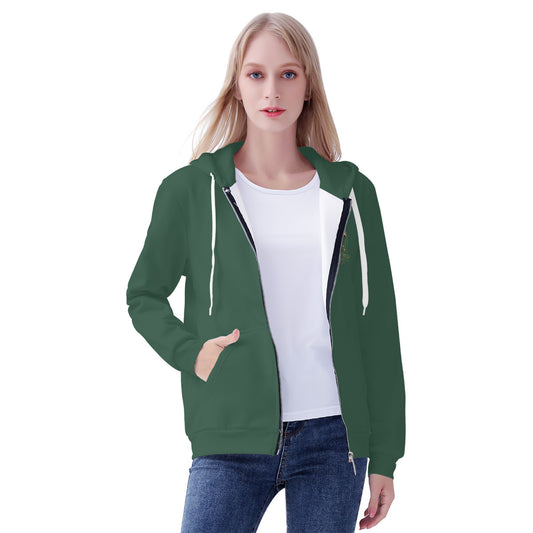 Sooty Fox Art - D57 Women's All Over Print Zip Hoodie - Mission Hills Nursery Logo Exclusive