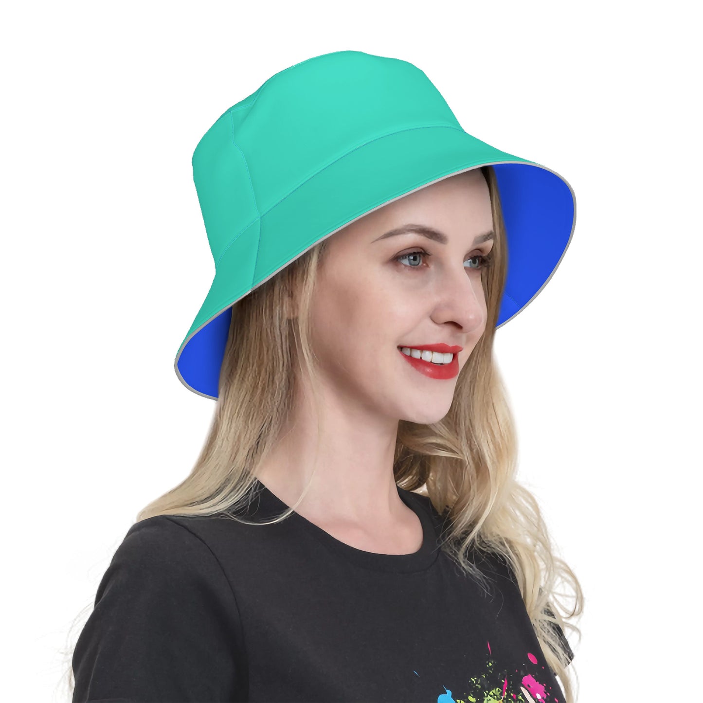 Snooty Fox Art Reflective Bucket Hat - Blue and Green