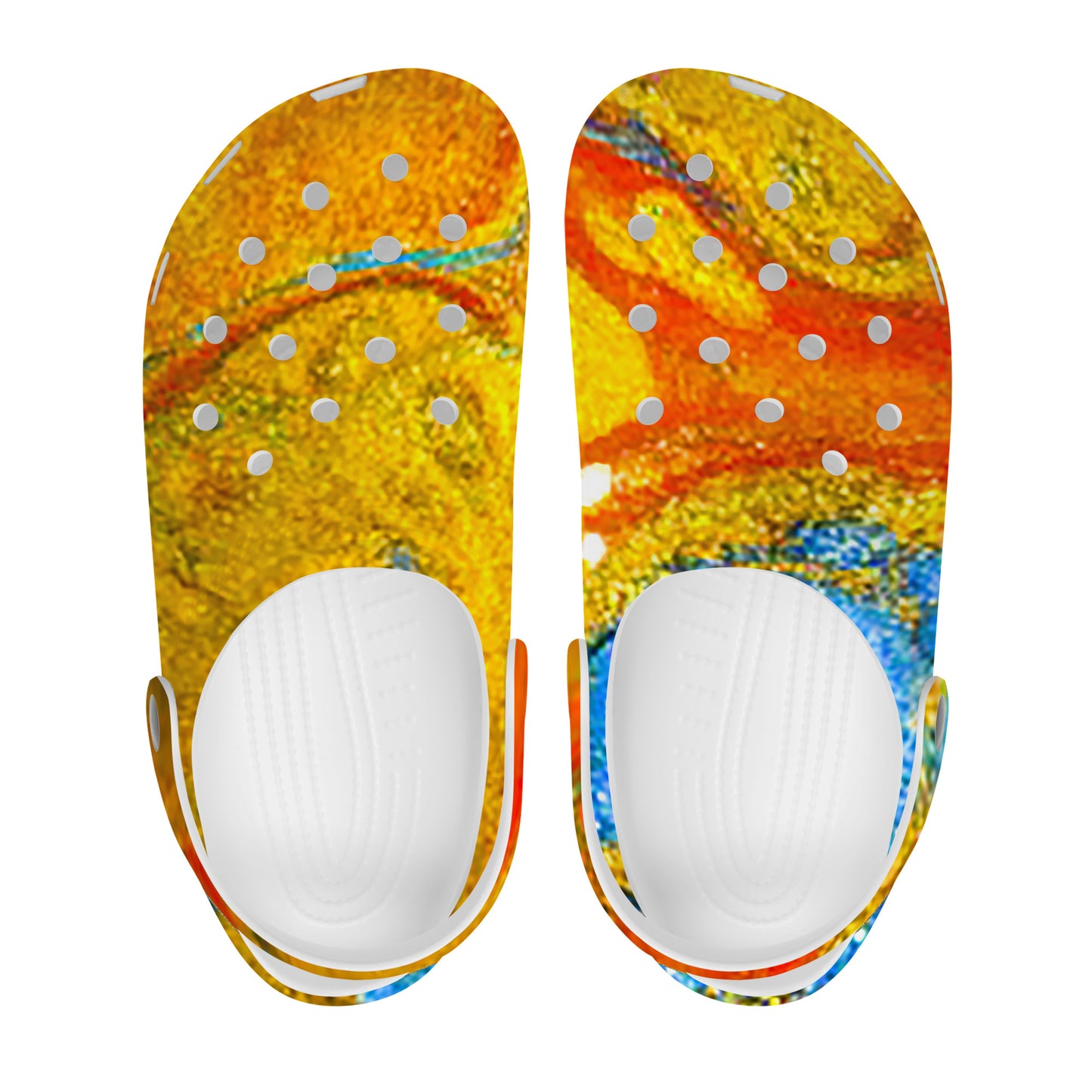 Snooty Fox Art Crocs Clogs - Gold Swirls