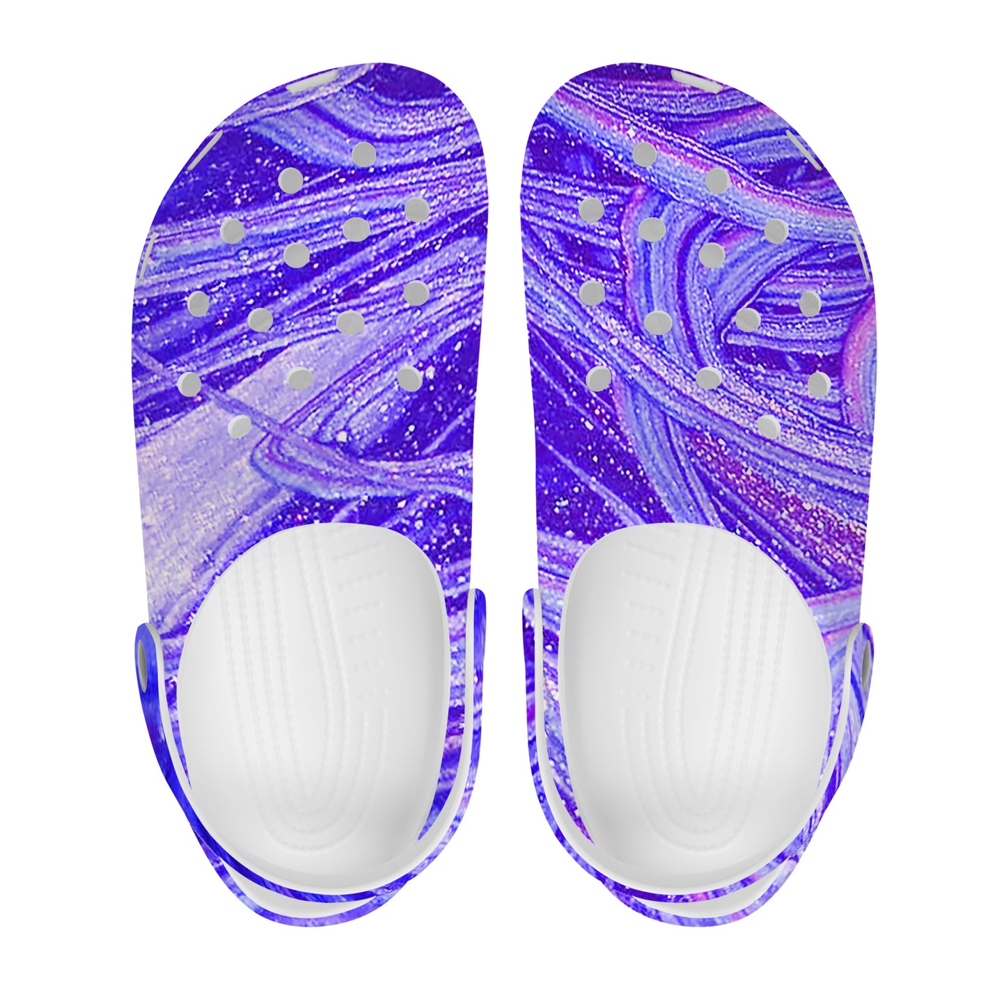 Snooty Fox Art Crocs Clogs - Lavender Swirls