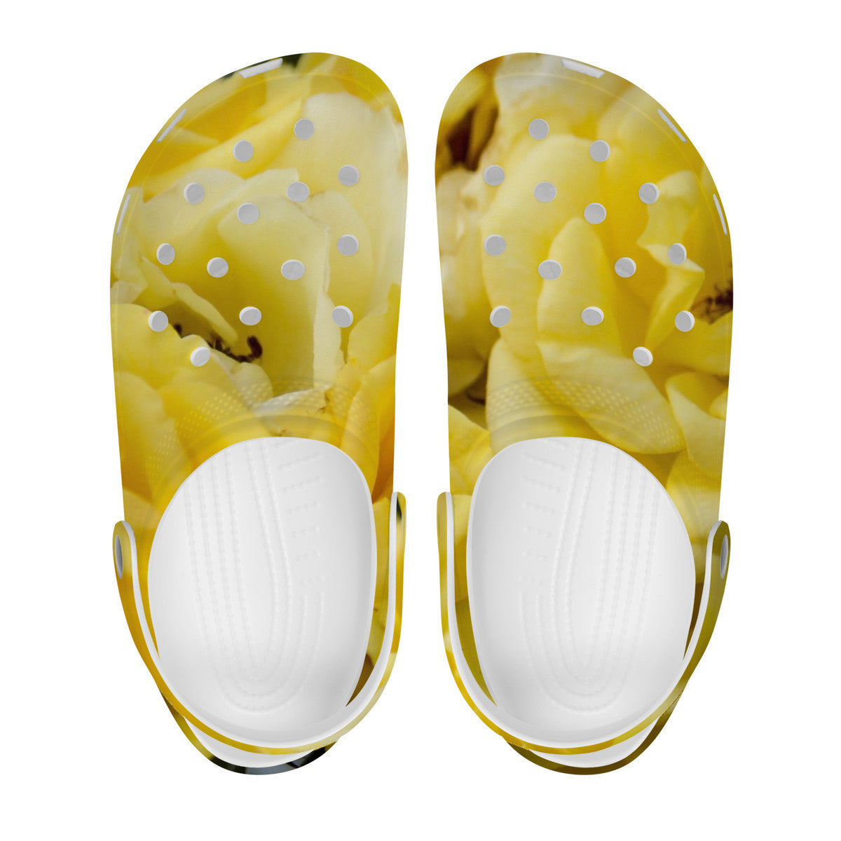 Snooty Fox Art Crocs Clogs - Yellow Rose Blooms