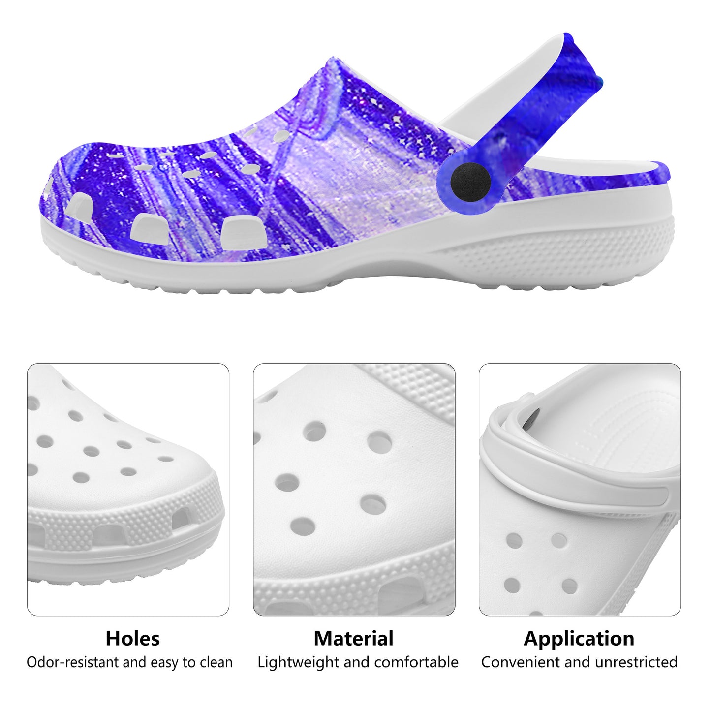 Snooty Fox Art Crocs Clogs - Lavender Swirls