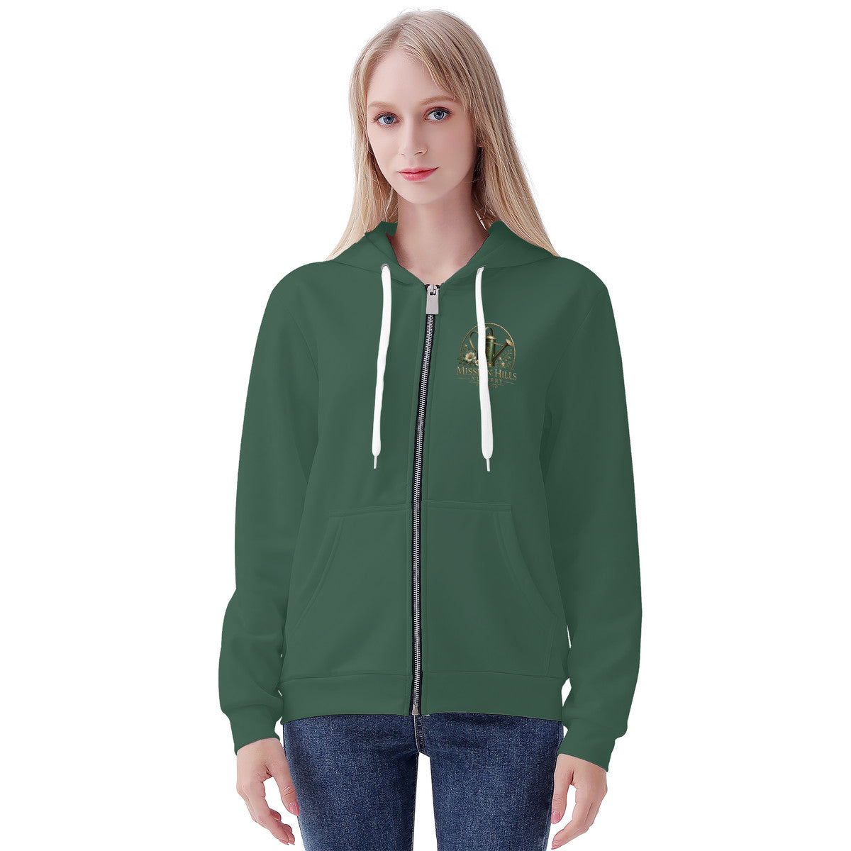 Sooty Fox Art - D57 Women's All Over Print Zip Hoodie - Mission Hills Nursery Logo Exclusive
