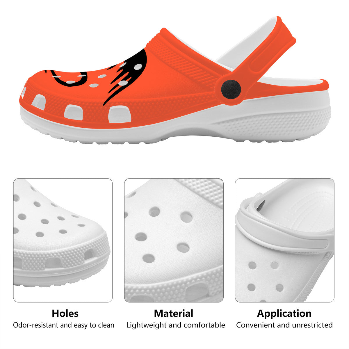 Snooty Fox Art Crocs Clogs - Orange with Black Dragon