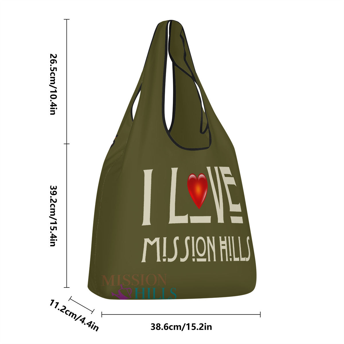 Snoty Fox Art KO 3 Pcs Grocery Bags - I Love Mission Hills