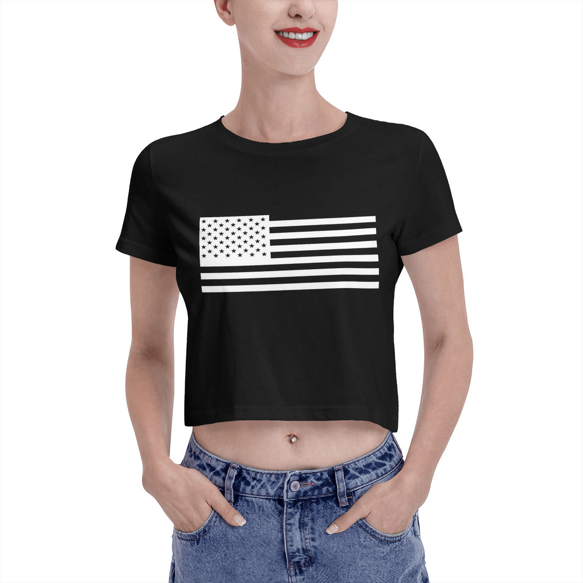 Snooty Fox Art  Women's Crop Top T-shirt - Fahion Flag
