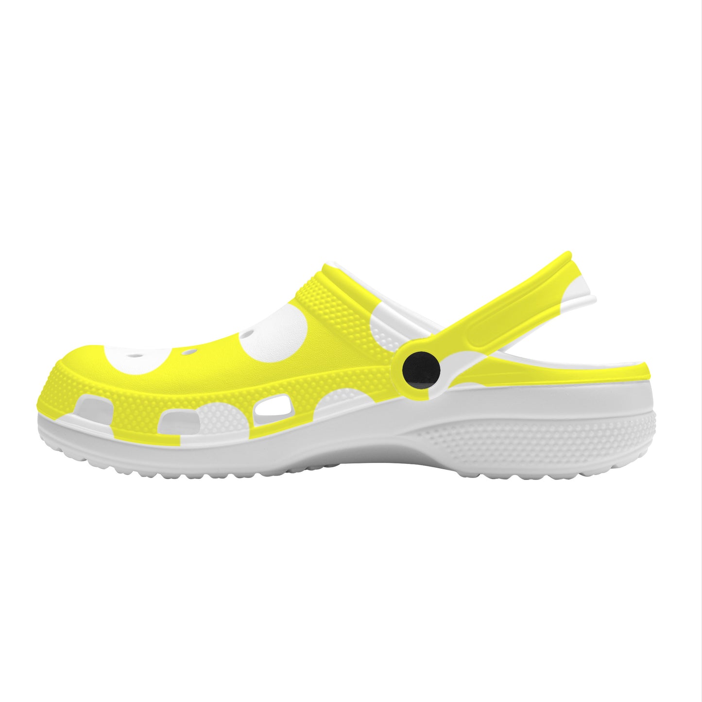 Snooty Fox Art Crocs Clogs - Yellow with White Polka Dots