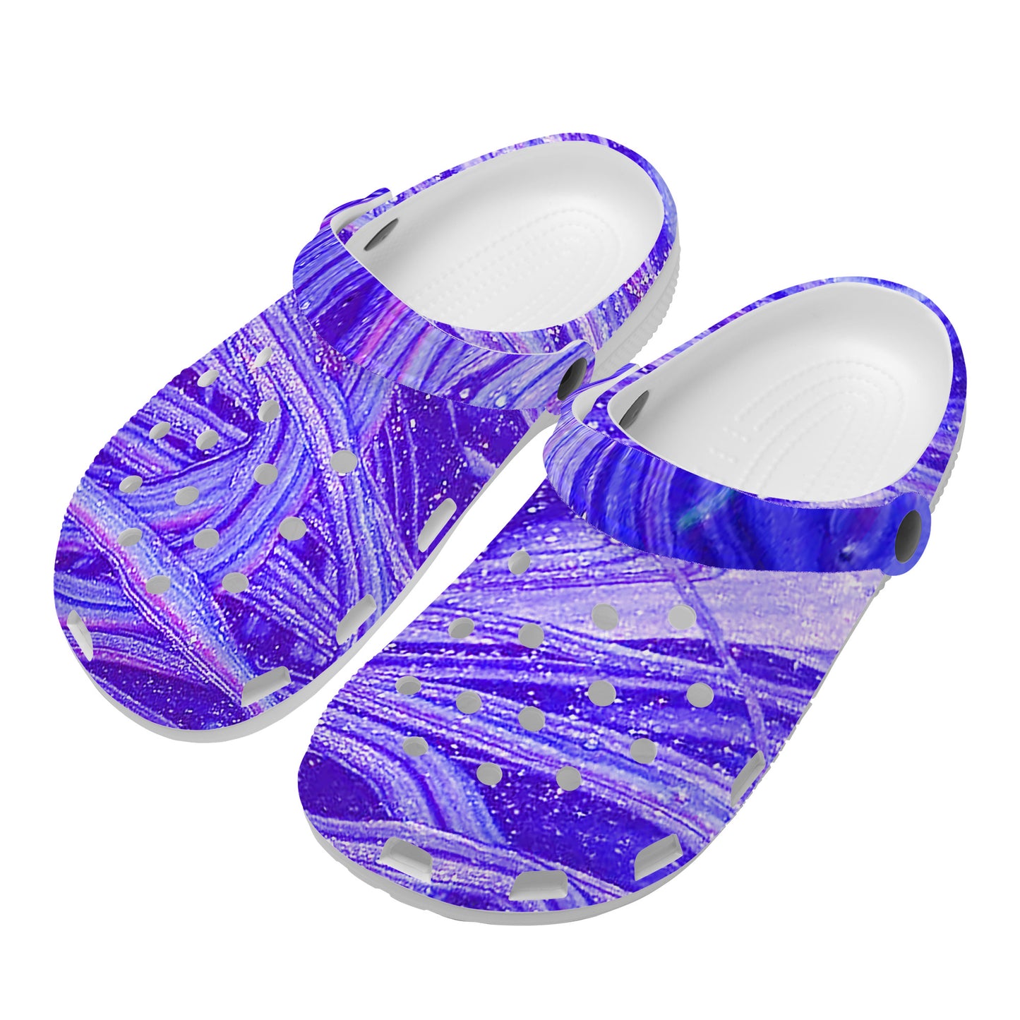 Snooty Fox Art Crocs Clogs - Lavender Swirls