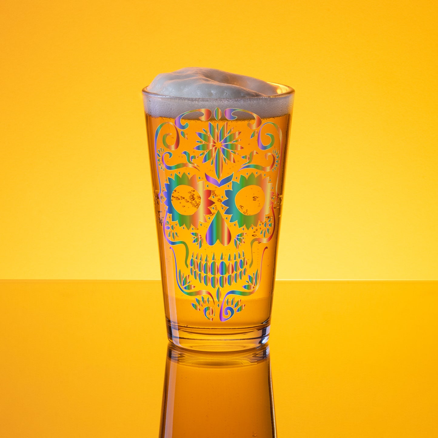 Snooty Fox Art Shaker Pint Glass - Skull Day of the Dead