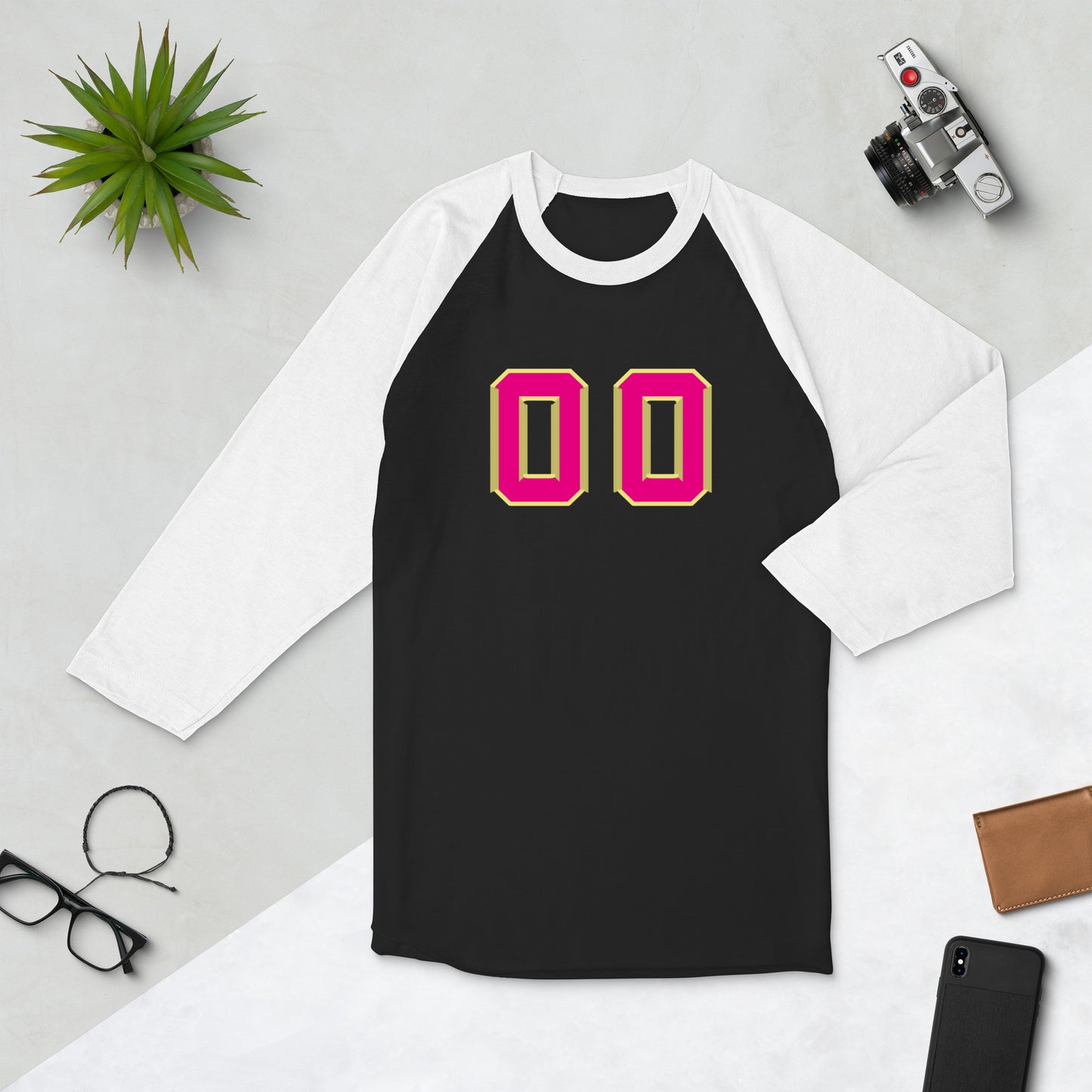 Snooty Fox Art 3/4 Sleeve Raglan Shirt - Summertime Pink Double Zero