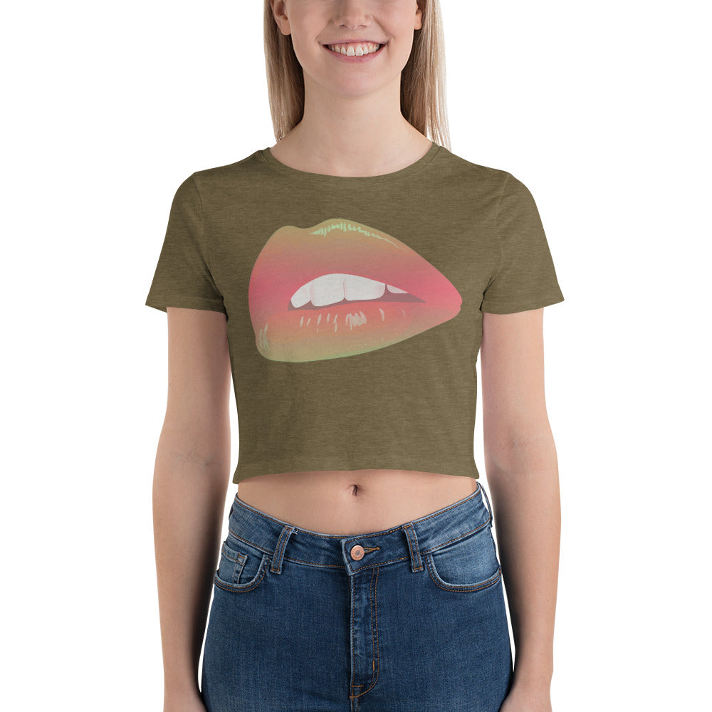 Snooty Fox Art Women’s Crop Tee - Rainbow Lips