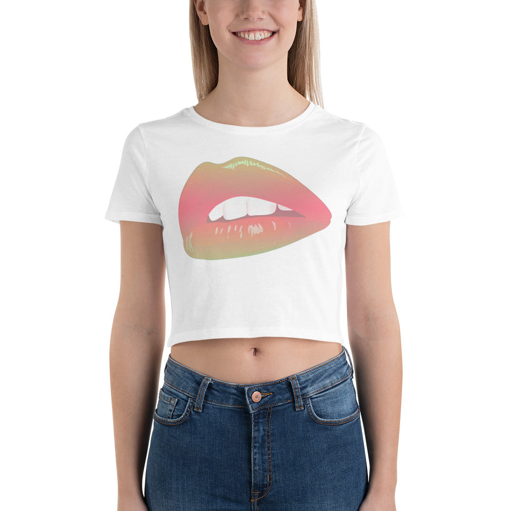 Snooty Fox Art Women’s Crop Tee - Rainbow Lips
