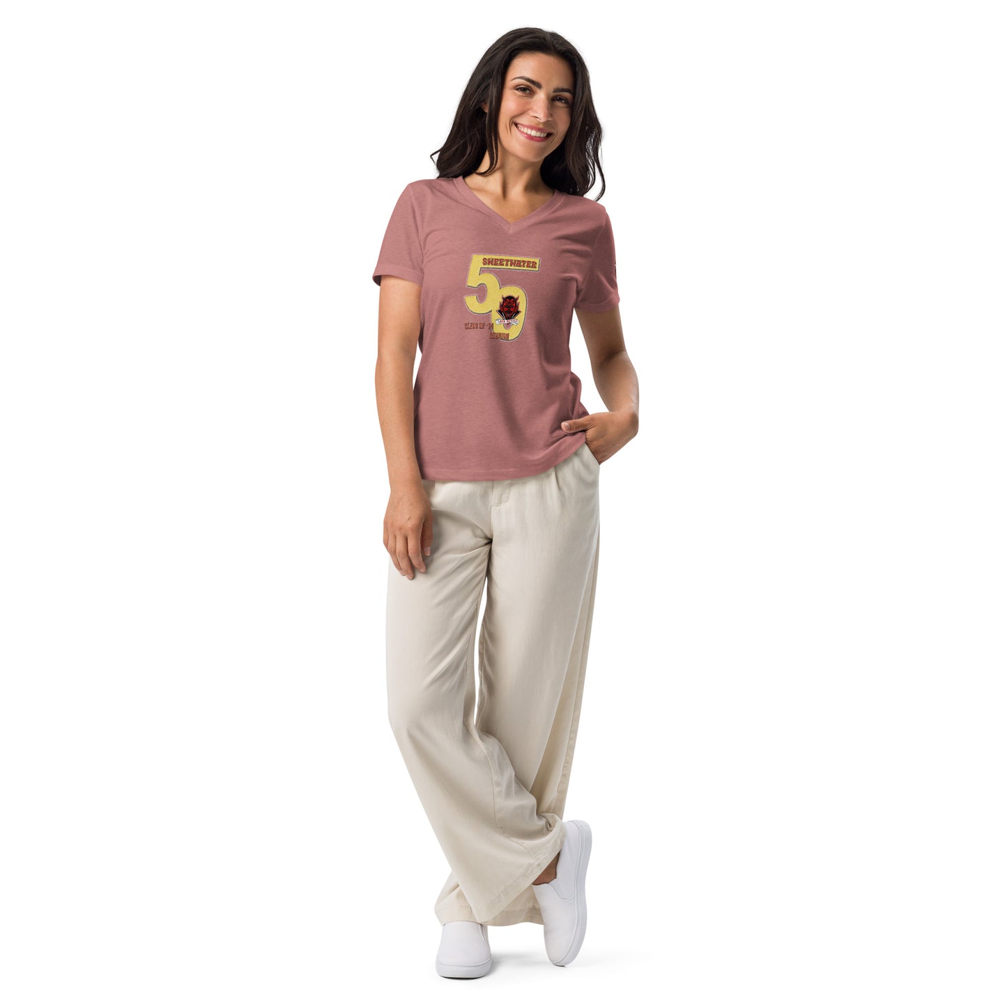 Snooty Fox Art Women’s Relaxed V-neck T-shirt - SUHI 50 Reunion