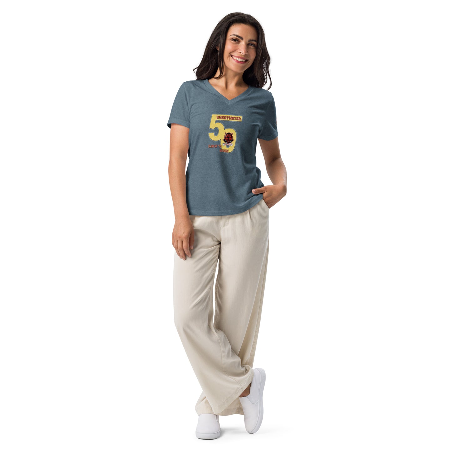 Snooty Fox Art Women’s Relaxed V-neck T-shirt - SUHI 50 Reunion