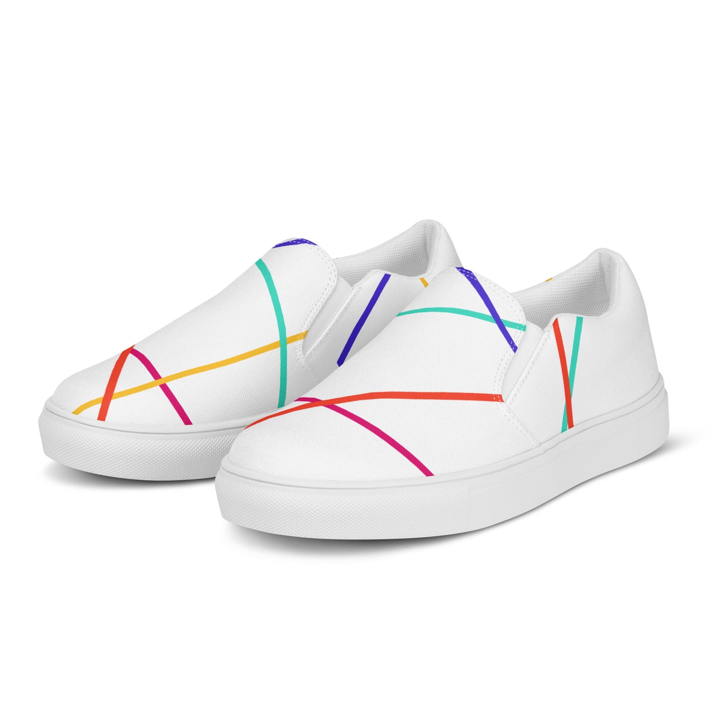 Snooty Fox Art Women’s Slip-on Canvas Shoes - Colored Lines