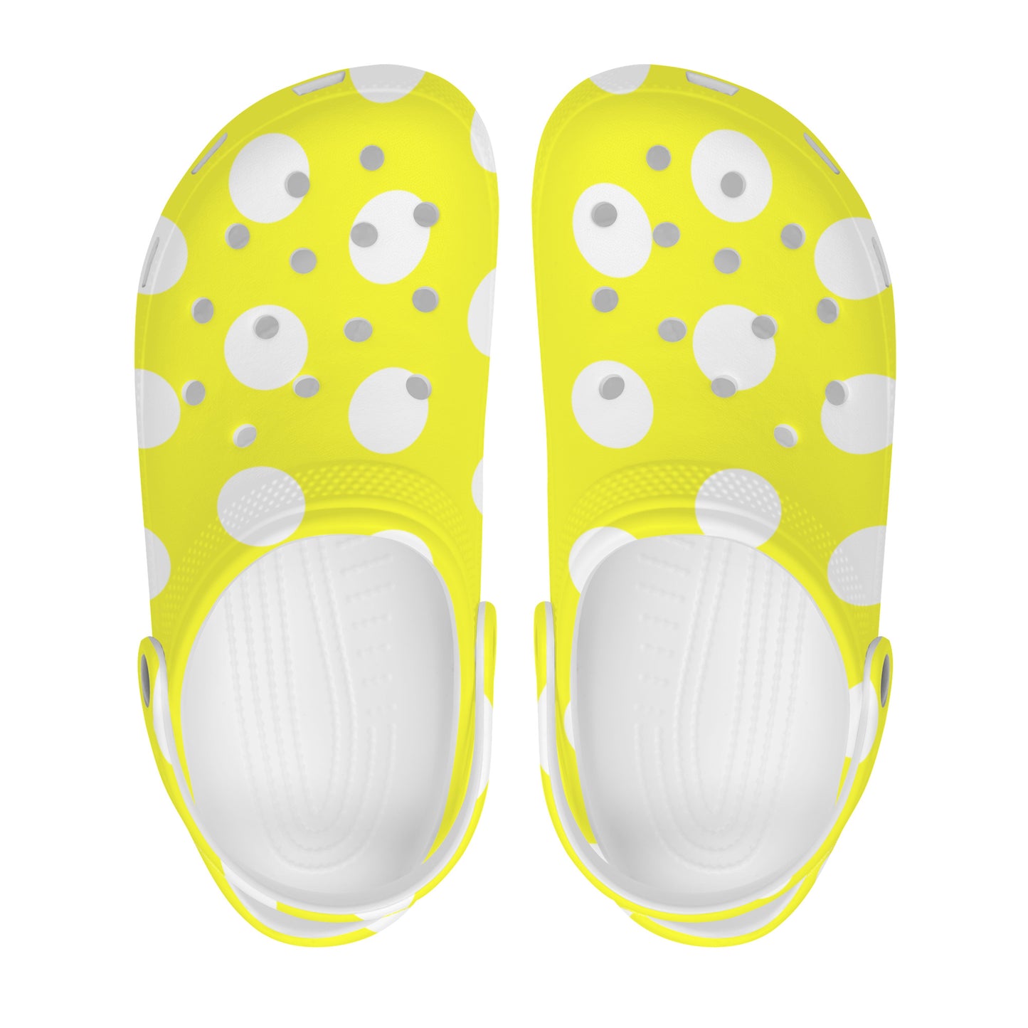 Snooty Fox Art Crocs Clogs - Yellow with White Polka Dots