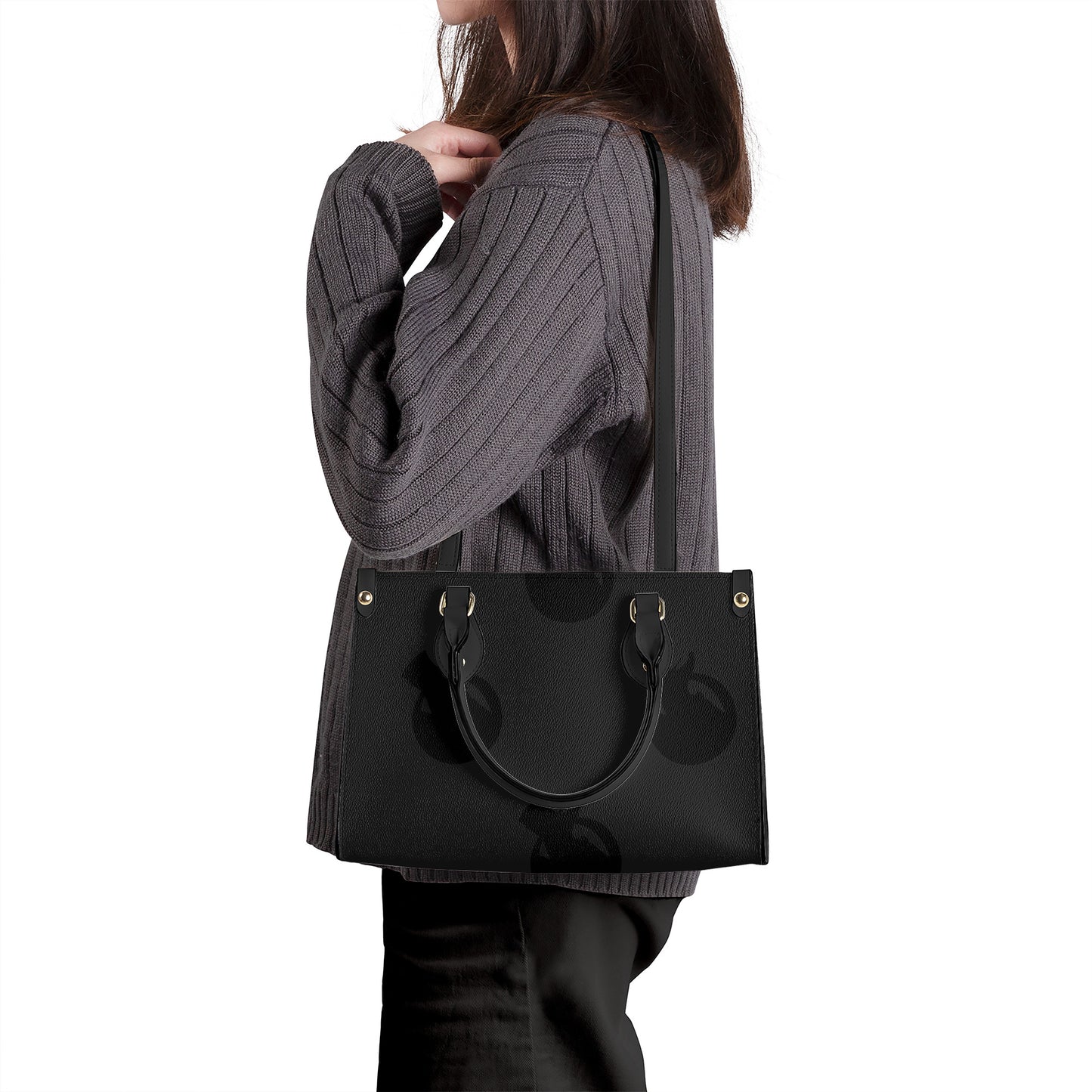 Snooty Fox Art - SF_B3 Luxury Women PU Tote Bag - Black